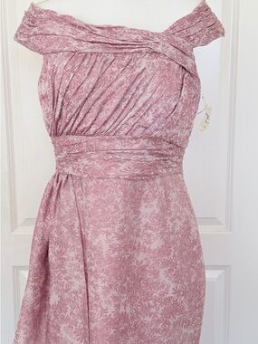 Kay Unger New York Off-the-Shoulder Pleated Floral Jacquard Dress - Pink Size 12
